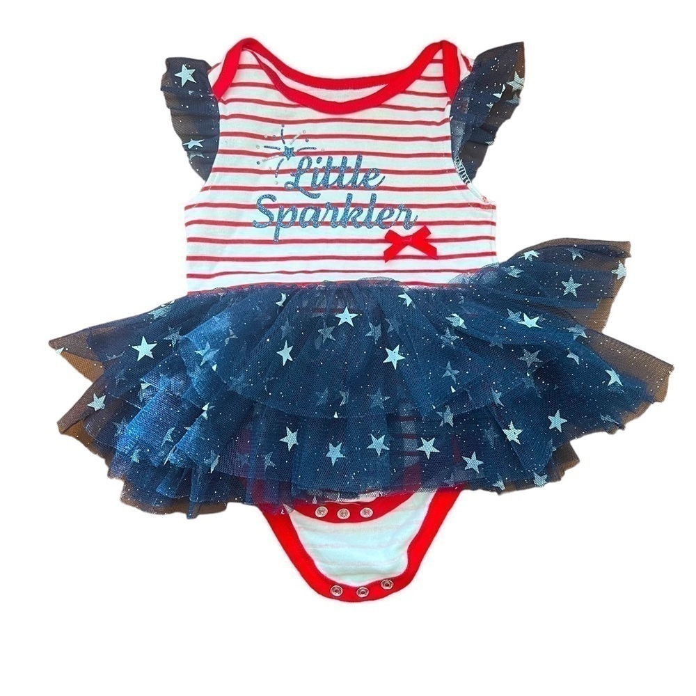 Baby Starters Baby Girl 3M Infant Red Stripe 4th of July Romper Bodysuit